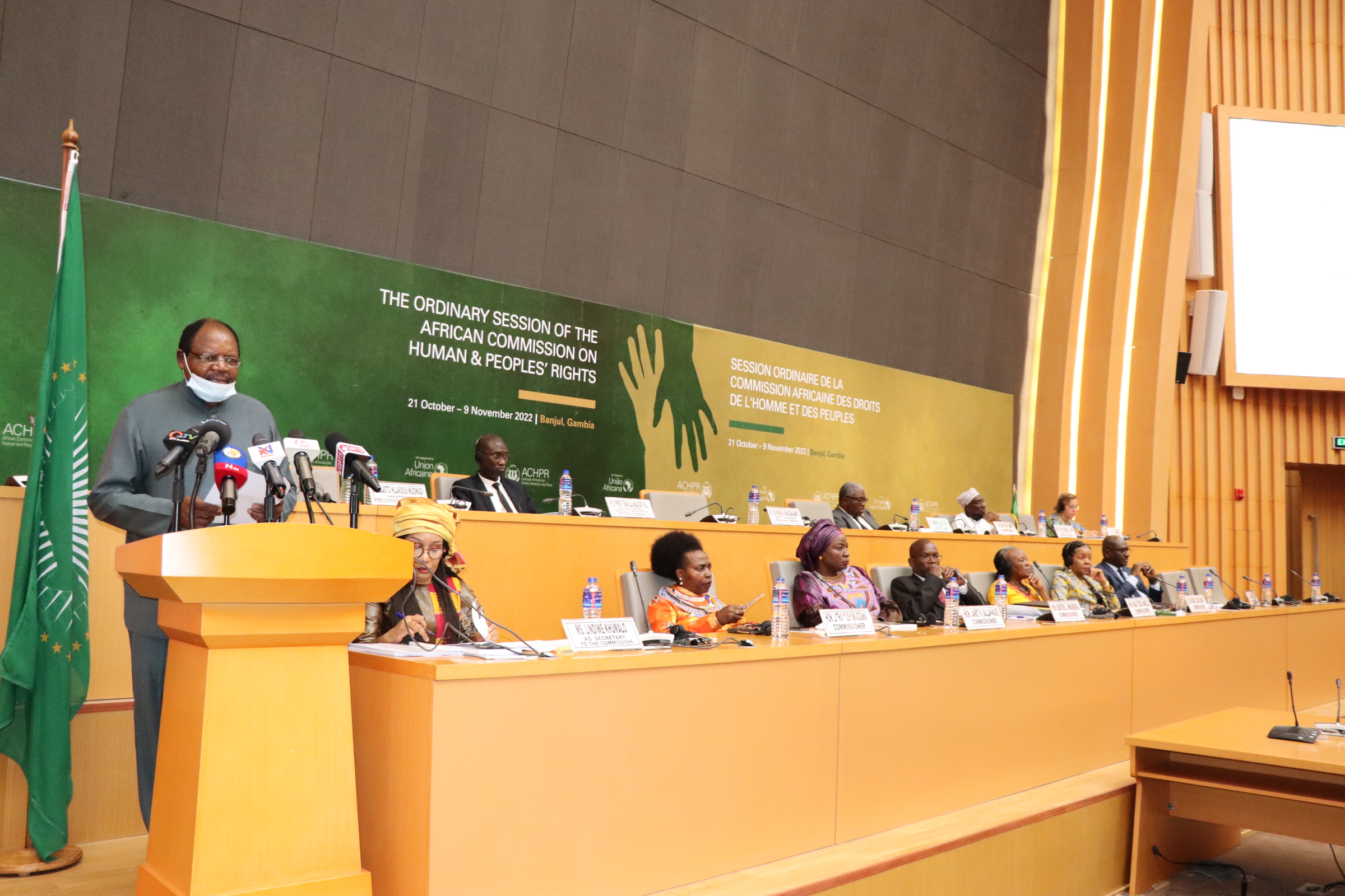 NANHRI Chairperson Dr Elasto Mugwadi delivers NANHRI Statement at the ACHPR 73rd OS in Banjul, The Gambia on October 21, 2022