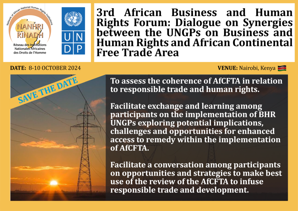 3rd African Business and Human Rights Forum: Dialogue on Synergies between the UNGPs on Business and Human Rights and African Continental Free Trade Area